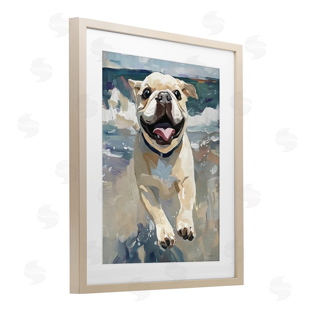 Svetlana Aleynikova Sunny Paws Dog on Beach Birch Framed Print Under Glass Wall Art
