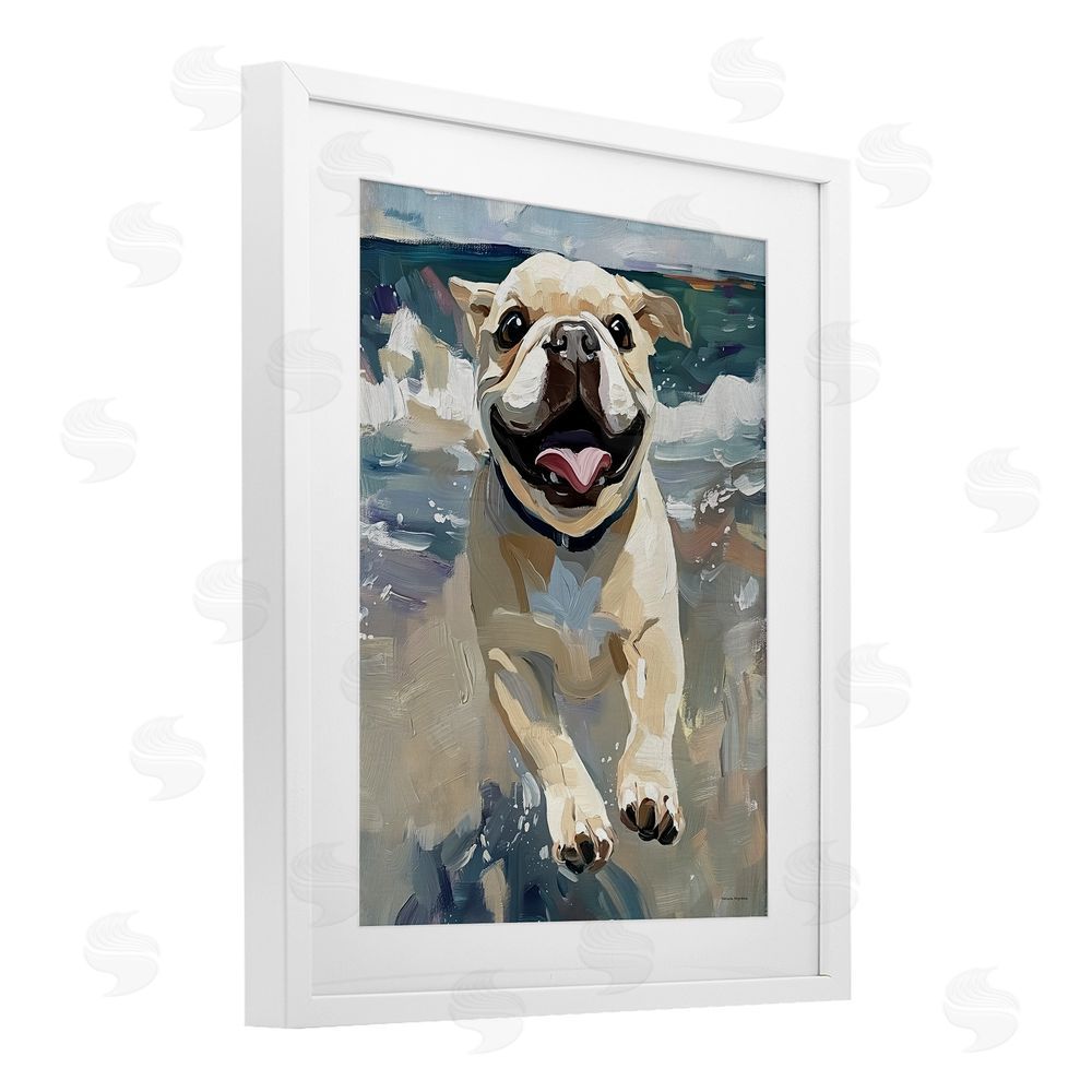 Svetlana Aleynikova Sunny Paws Dog on Beach White Framed Print Under Glass Wall Art