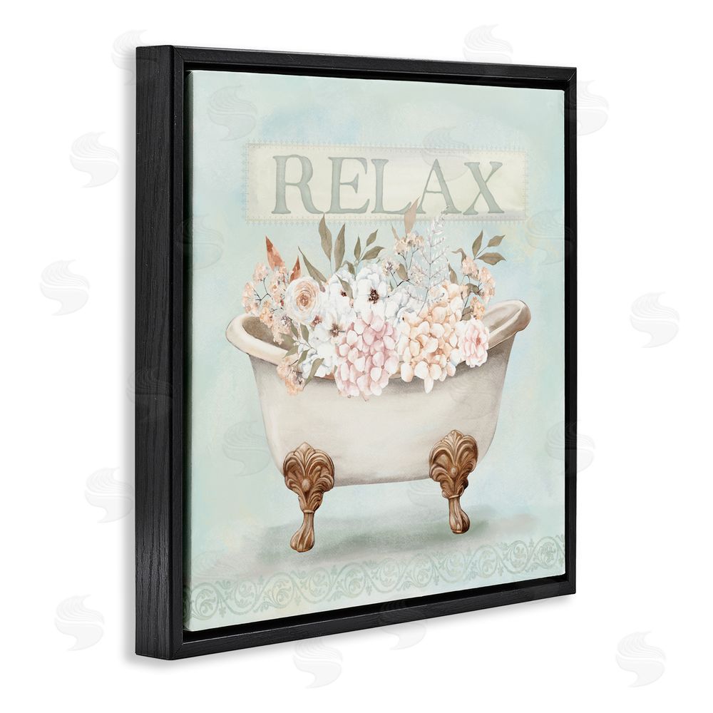 Mollie B. Relax Floral Tub Black Floating Frame Canvas Wall Art Print
