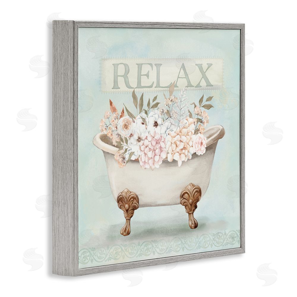 Mollie B. Relax Floral Tub Gray Framed Giclee Wall Art Print