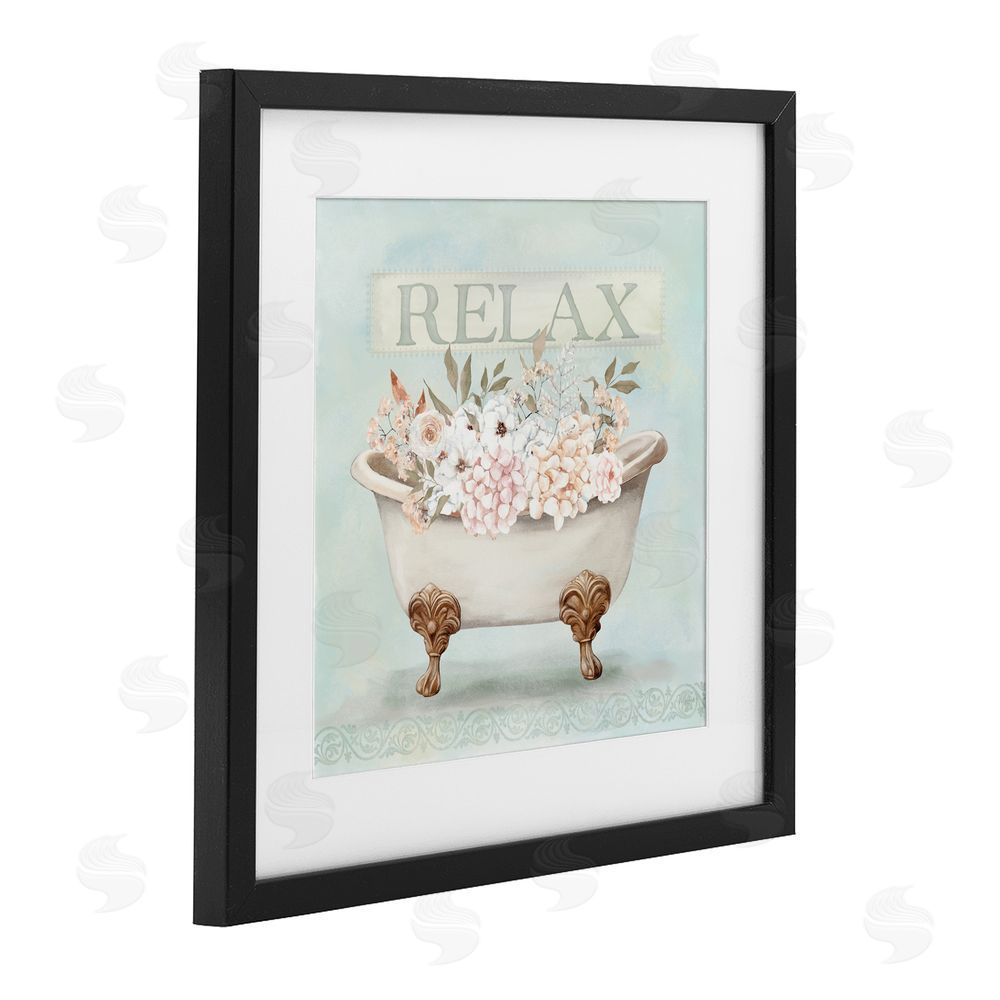 Mollie B. Relax Floral Tub Black Framed Print Under Glass Wall Art