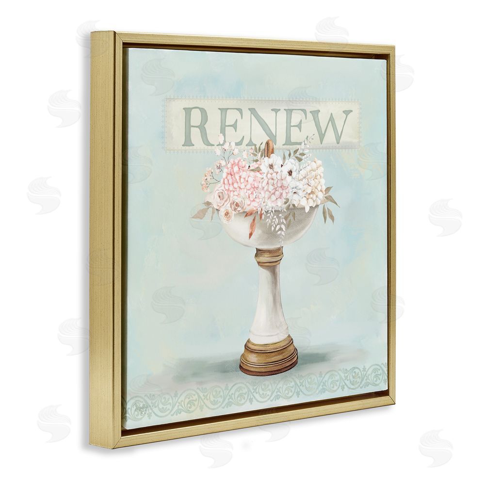 Mollie B. Renew Floral Sink Gold Floating Frame Canvas Wall Art Print