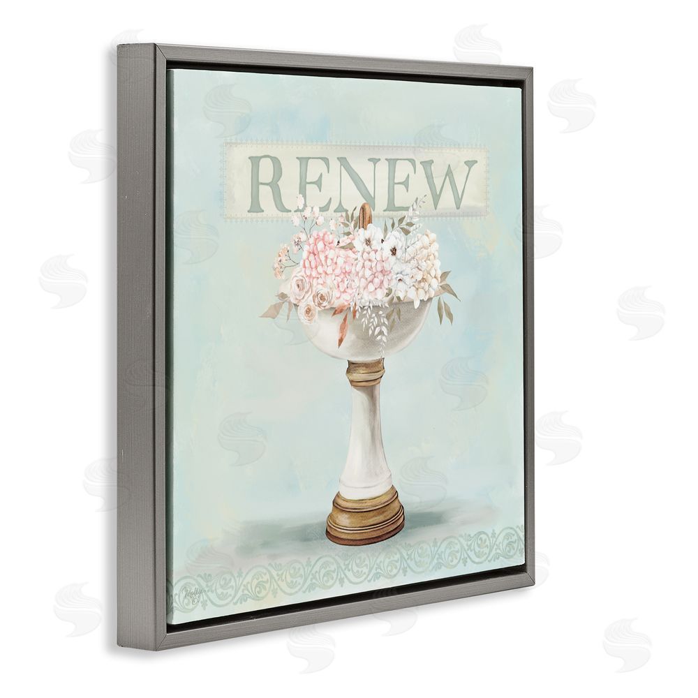 Mollie B. Renew Floral Sink Gray Floating Frame Canvas Wall Art Print