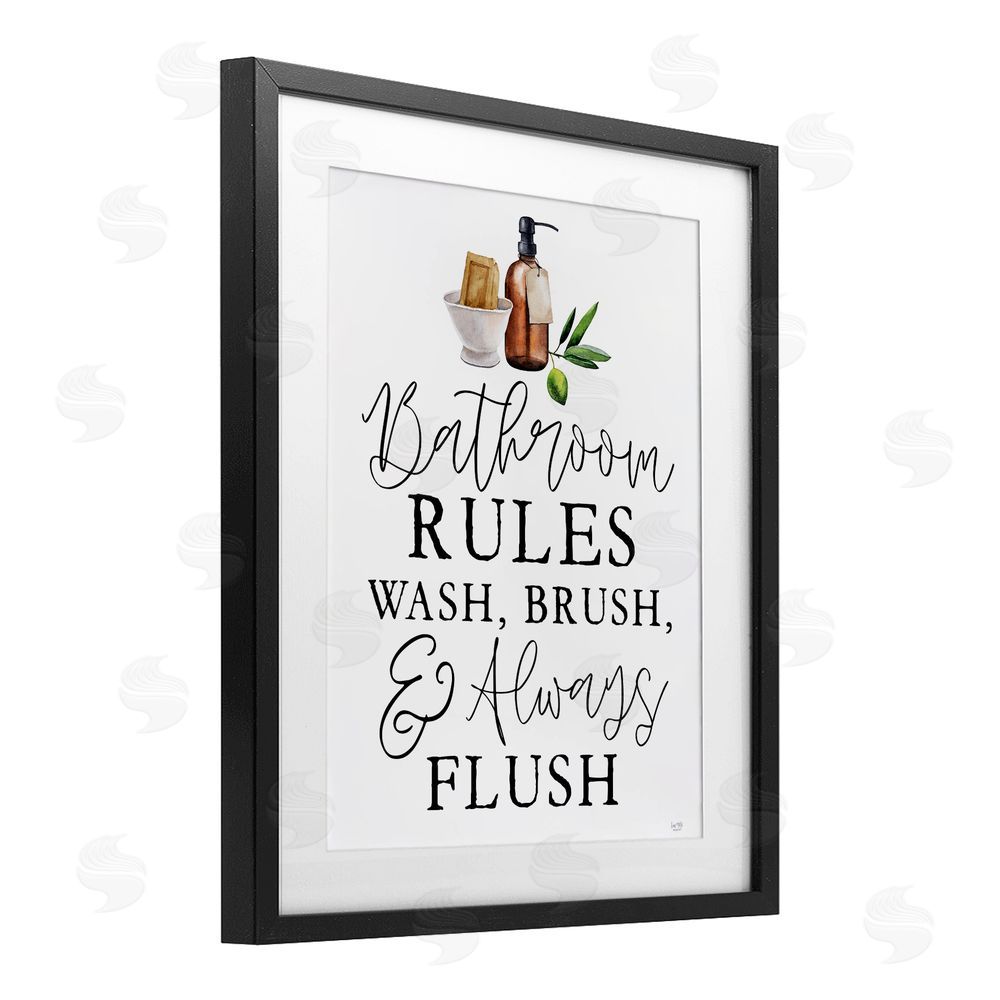 Lux + Me Designs Wash Brush & Always Flush Black Framed Print Under Glass Wall Art
