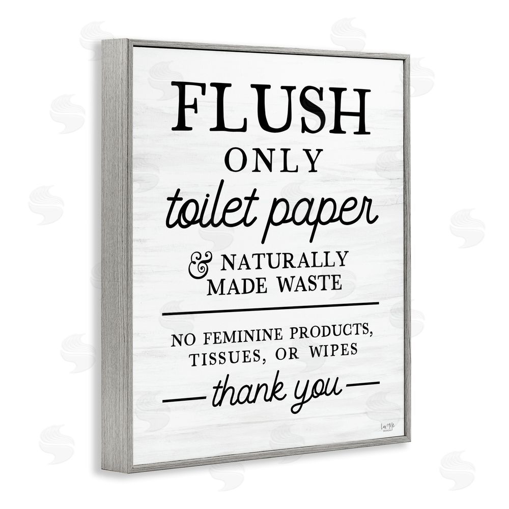 Lux + Me Designs Flush Only Toilet Paper Rules Gray Framed Giclee Wall Art Print