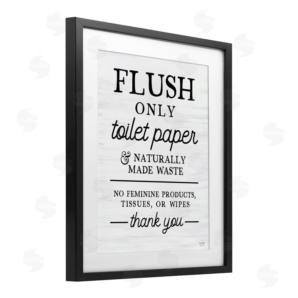 Lux + Me Designs Flush Only Toilet Paper Rules Black Framed Print Under Glass Wall Art