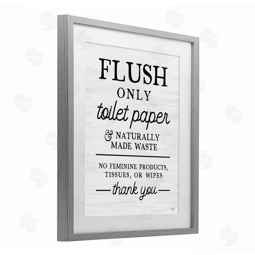 Lux + Me Designs Flush Only Toilet Paper Rules Gray Framed Print Under Glass Wall Art