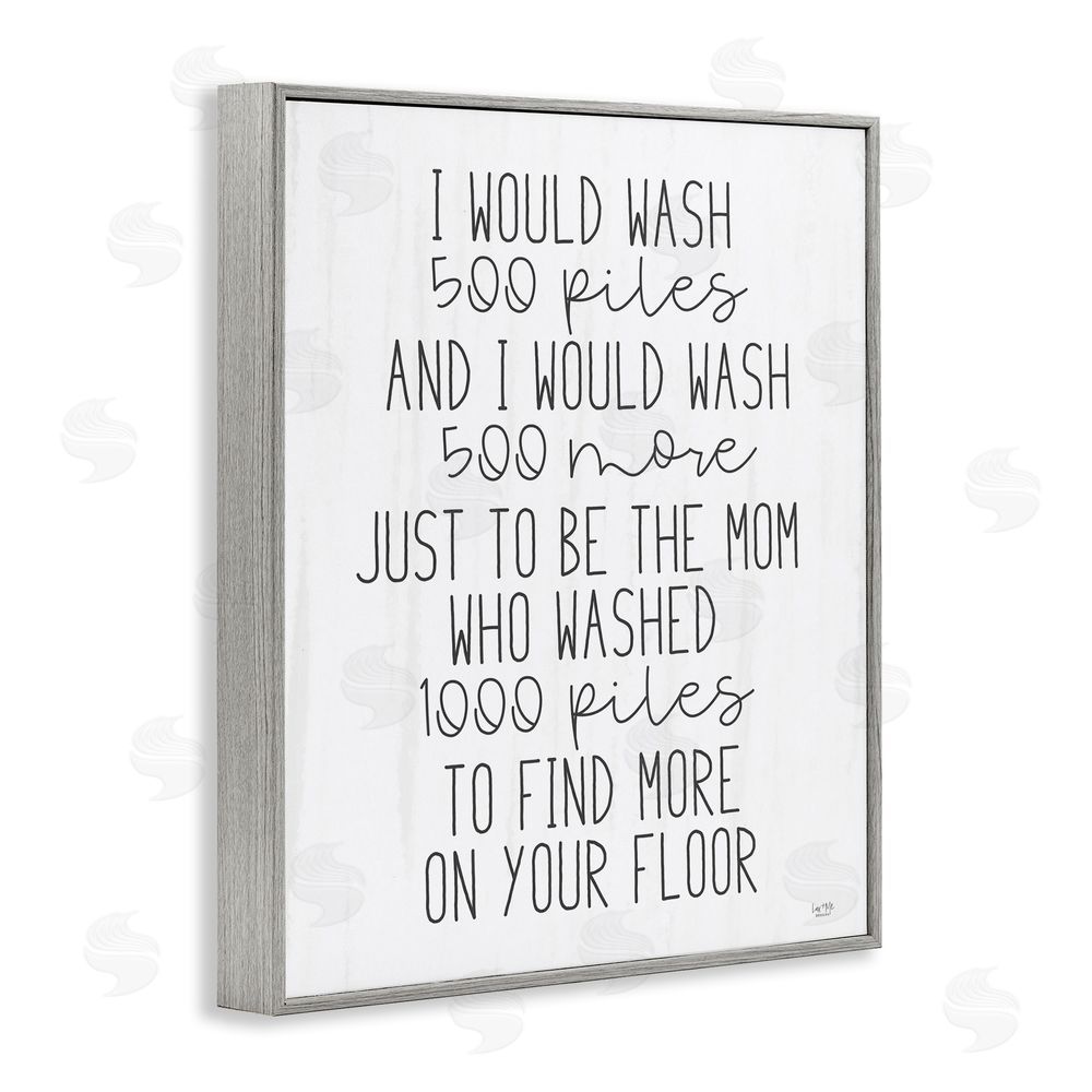 Lux + Me Designs Would Wash 500 Piles Gray Framed Giclee Wall Art Print