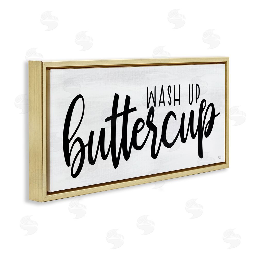 Lux + Me Designs Wash Up Buttercup Gold Floating Frame Canvas Wall Art Print