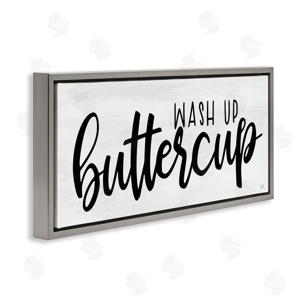 Lux + Me Designs Wash Up Buttercup Gray Floating Frame Canvas Wall Art Print
