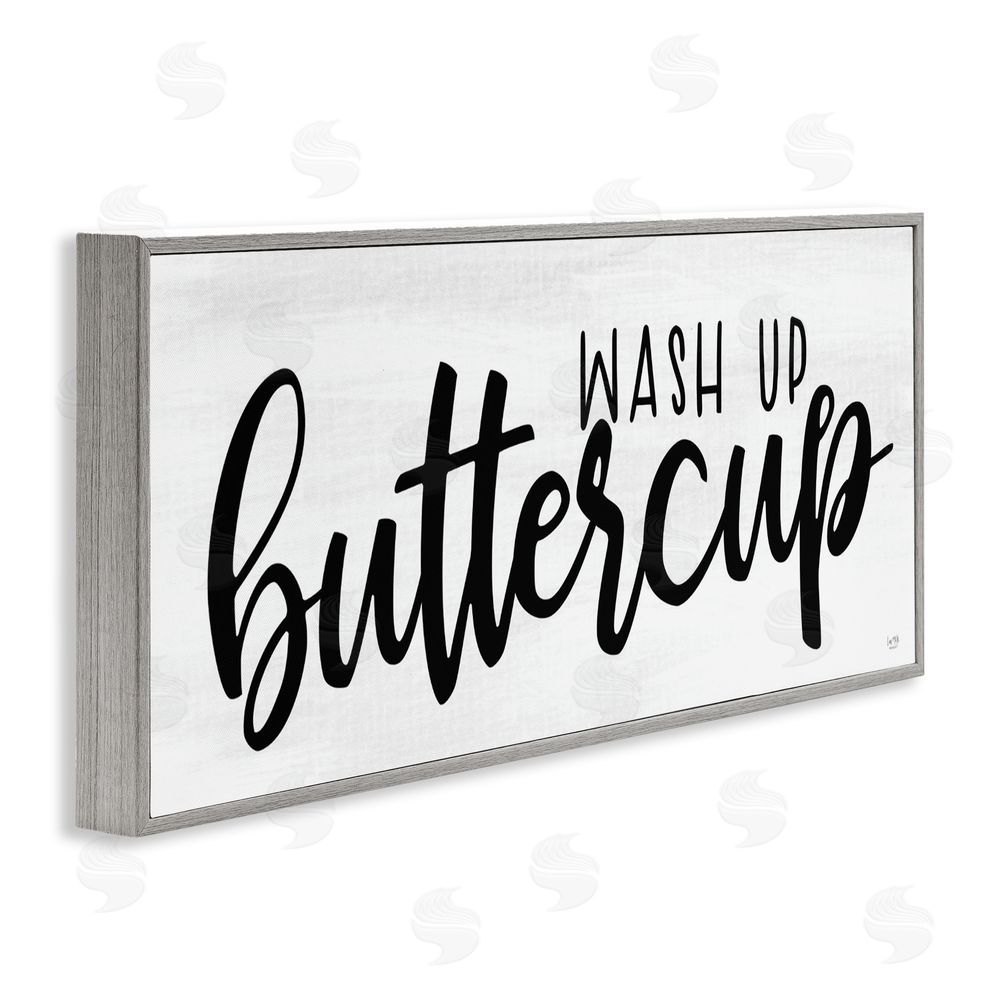 Lux + Me Designs Wash Up Buttercup Gray Framed Giclee Wall Art Print