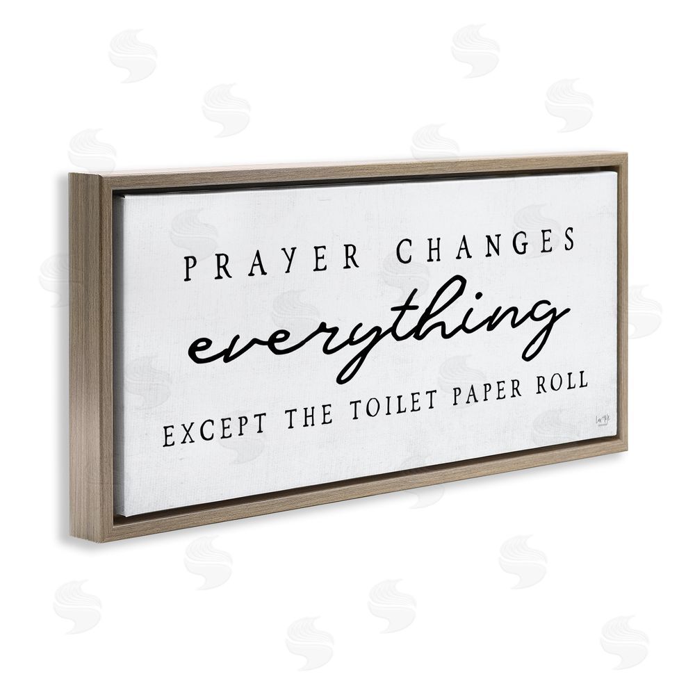 Lux + Me Designs Funny Prayer Changes Everything Brown Floating Frame Canvas Wall Art Print