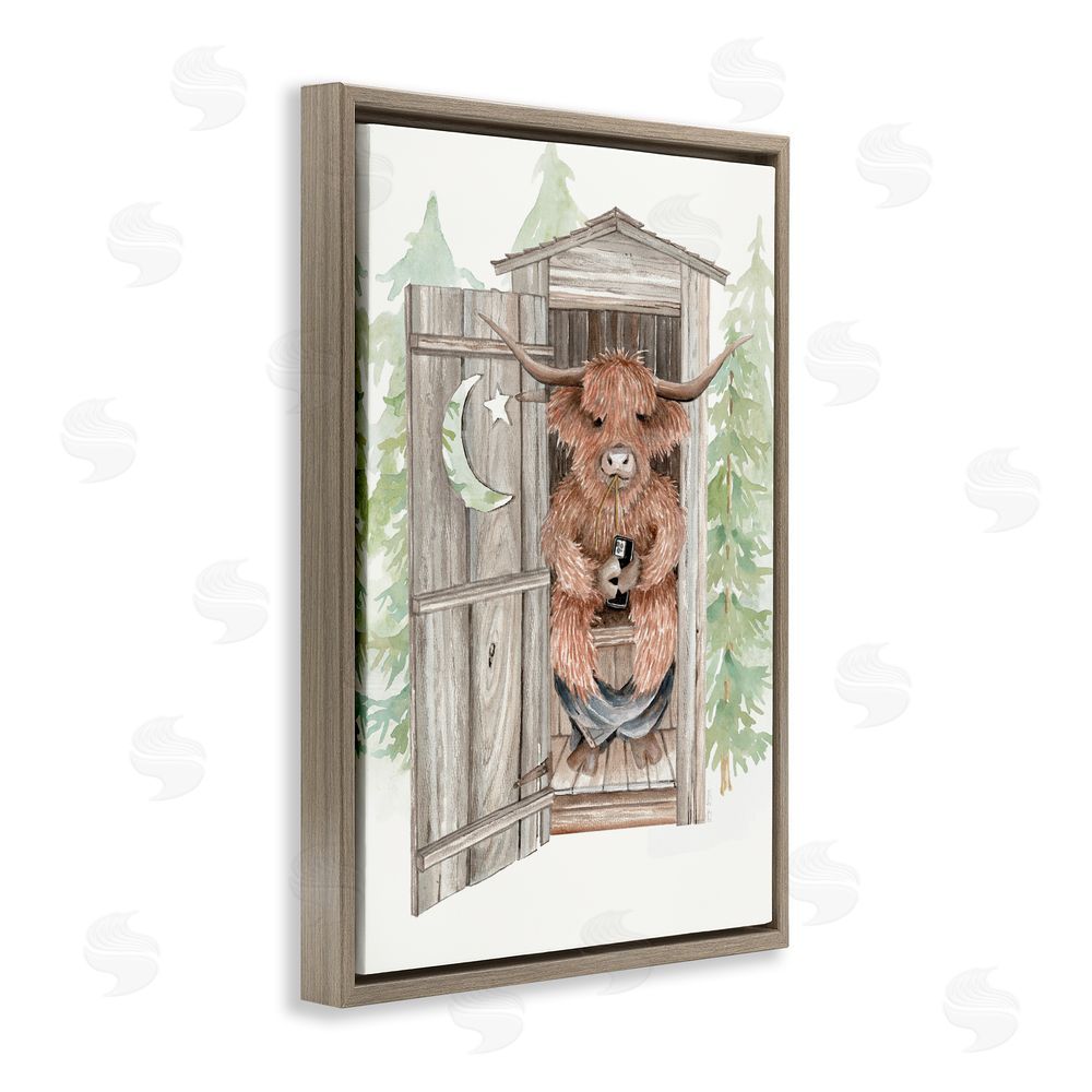 Cindy Jacobs Lost In Scroll Outhouse Brown Floating Frame Canvas Wall Art Print