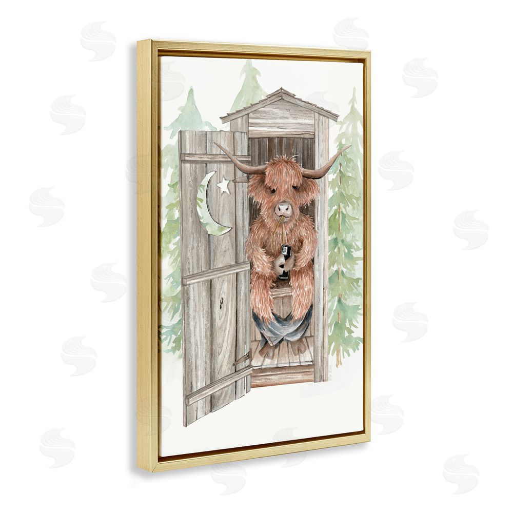 Cindy Jacobs Lost In Scroll Outhouse Gold Floating Frame Canvas Wall Art Print