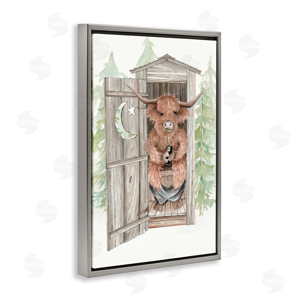 Cindy Jacobs Lost In Scroll Outhouse Gray Floating Frame Canvas Wall Art Print