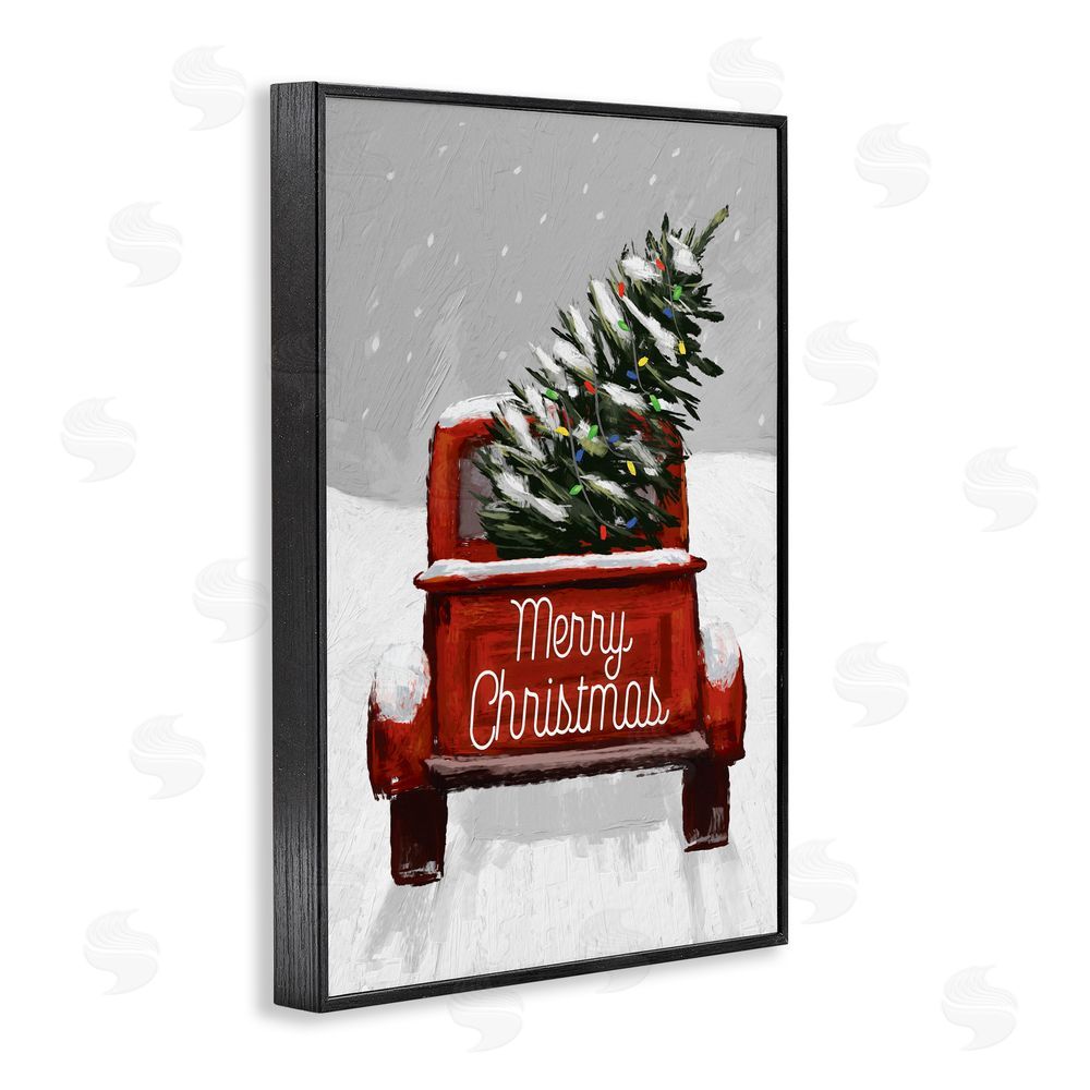 Dogwood Portfolio Merry Christmas Snowy Tree Truck Black Framed Giclee Art Print