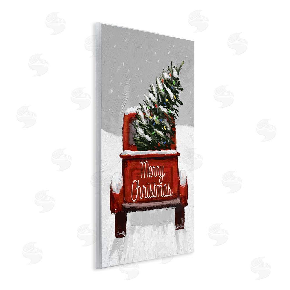 Dogwood Portfolio Merry Christmas Snowy Tree Truck Wall Plaque Art Print