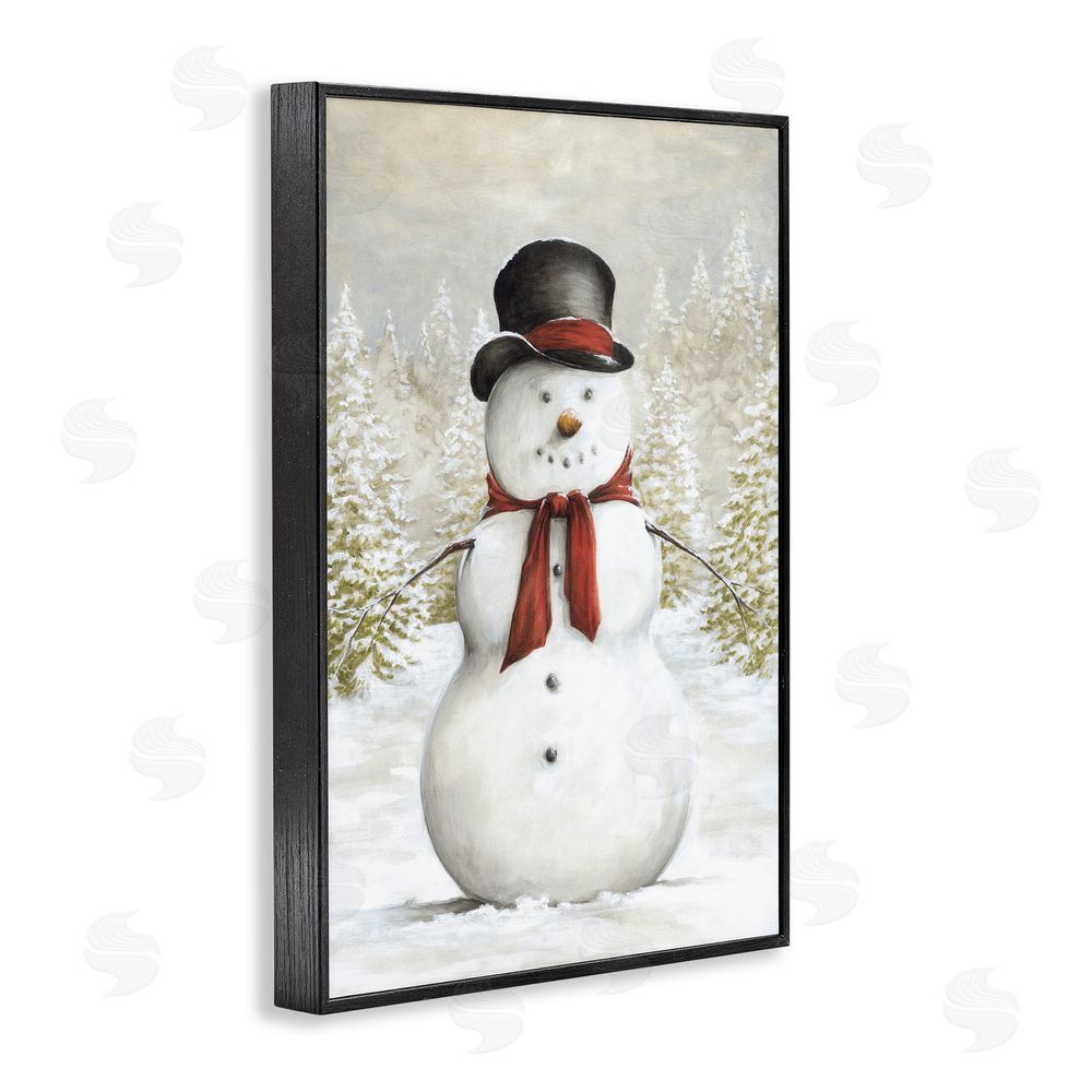 Dogwood Portfolio Traditional Snowman in Clearing Black Framed Giclee Art Print