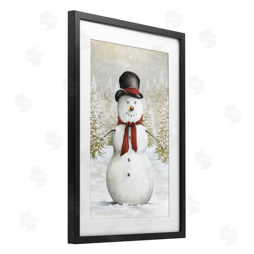 Dogwood Portfolio Traditional Snowman in Clearing Black Framed Print Under Glass Art