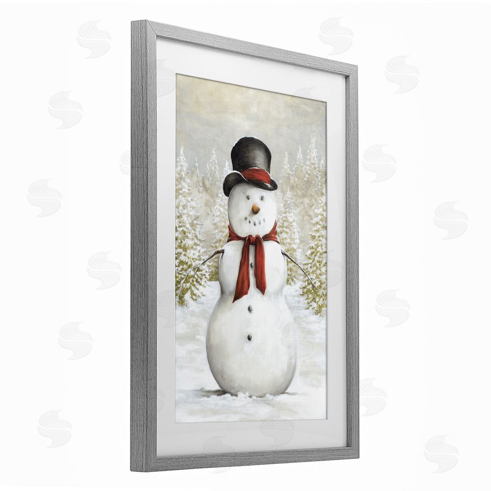 Dogwood Portfolio Traditional Snowman in Clearing Gray Framed Print Under Glass Art