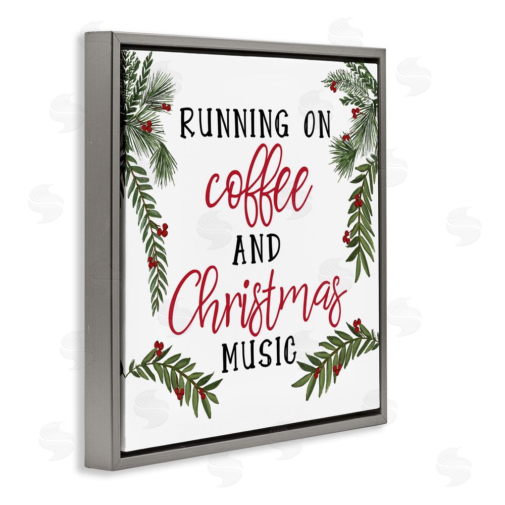 Dogwood Portfolio Coffee & Christmas Music Gray Floating Frame Canvas Art Print