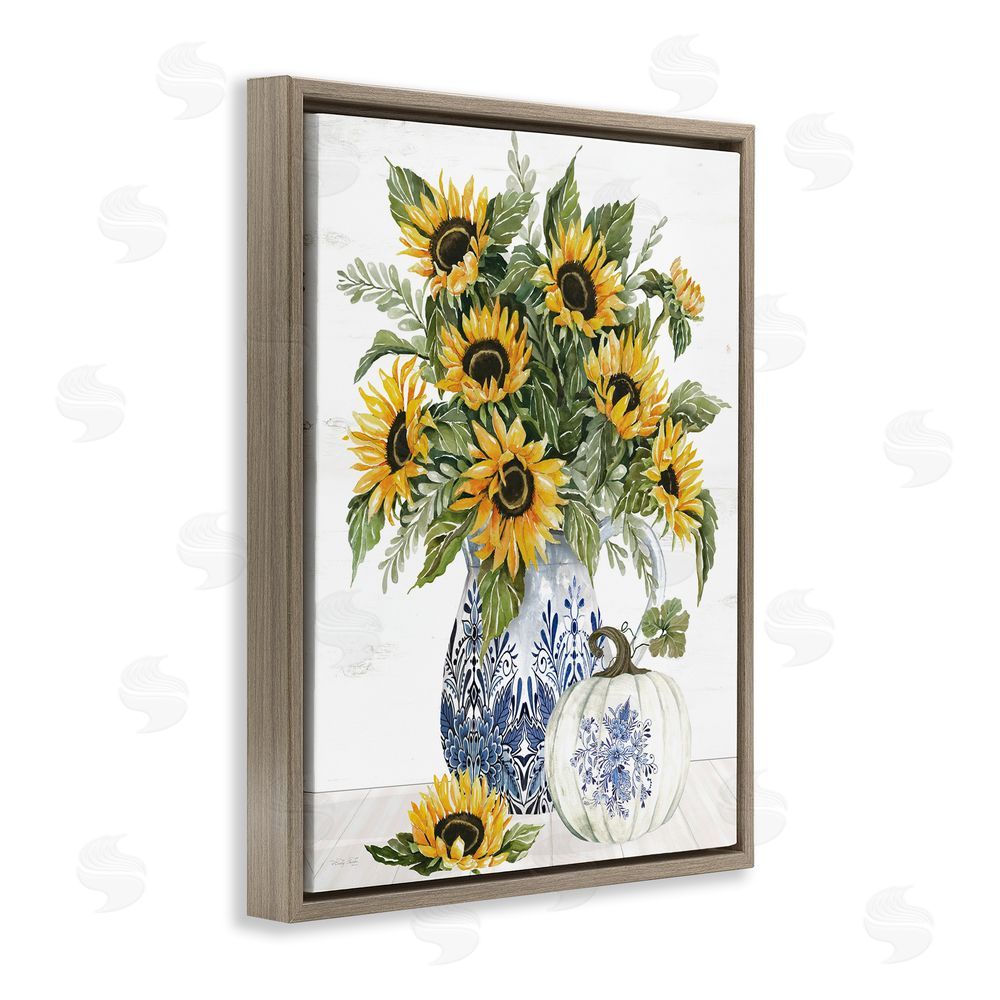 Cindy Jacobs Imperial Autumn Sunflowers Brown Floating Frame Canvas Wall Art Print