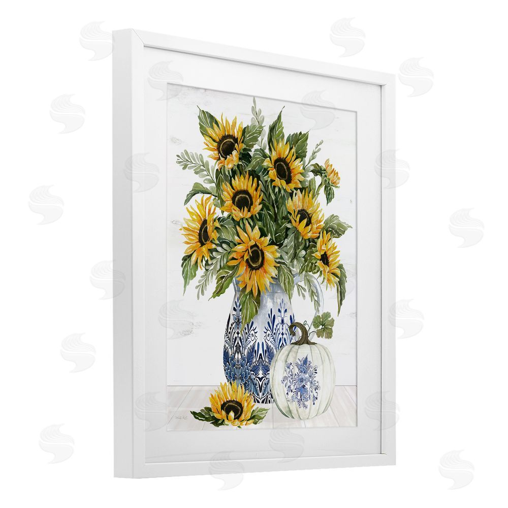 Cindy Jacobs Imperial Autumn Sunflowers White Framed Print Under Glass Wall Art