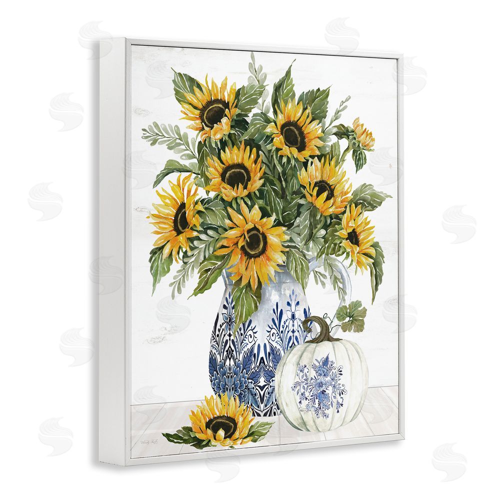 Cindy Jacobs Imperial Autumn Sunflowers White Framed Giclee Wall Art Print