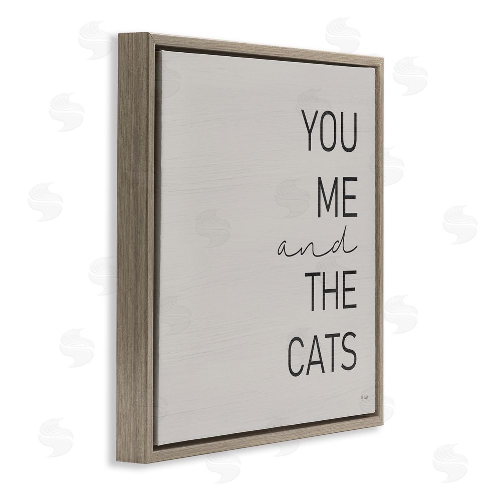 Jaxn Blvd. Minimal You Me & Cats Brown Floating Frame Canvas Wall Art Print