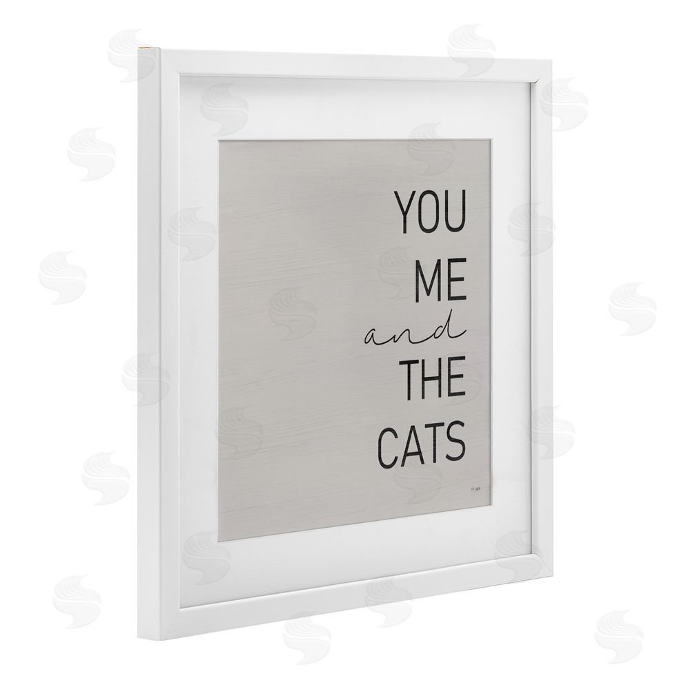 Jaxn Blvd. Minimal You Me & Cats White Framed Print Under Glass Wall Art
