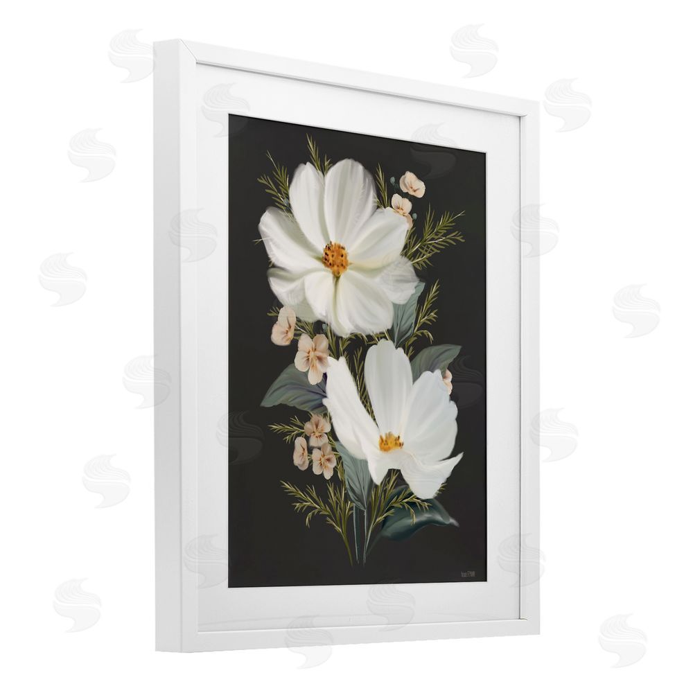 House Fenway Old Lace Cosmos White Framed Print Under Glass Wall Art
