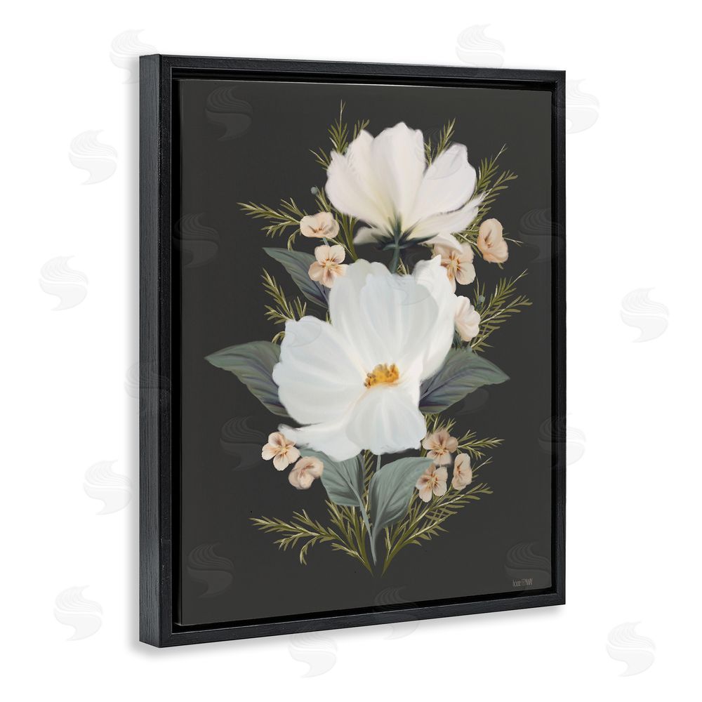 House Fenway Lace Cosmos Flowers Black Floating Frame Canvas Wall Art Print