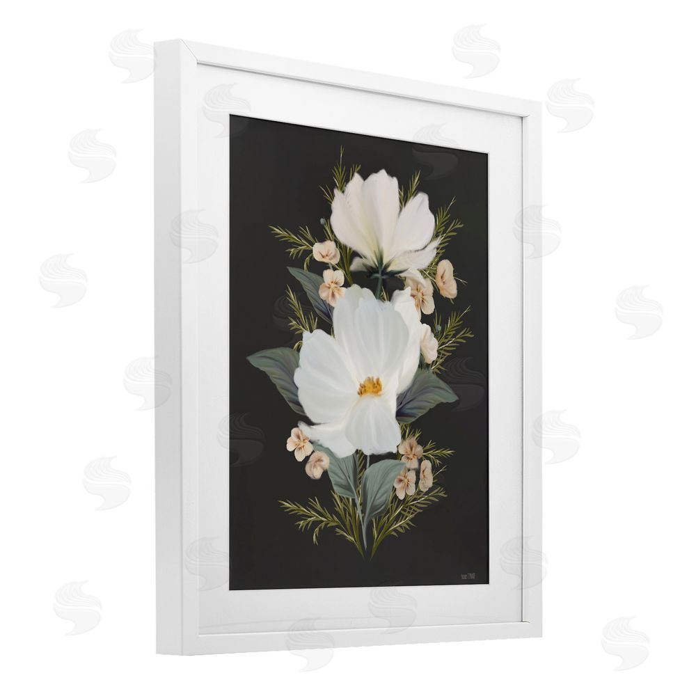 House Fenway Lace Cosmos Flowers White Framed Print Under Glass Wall Art