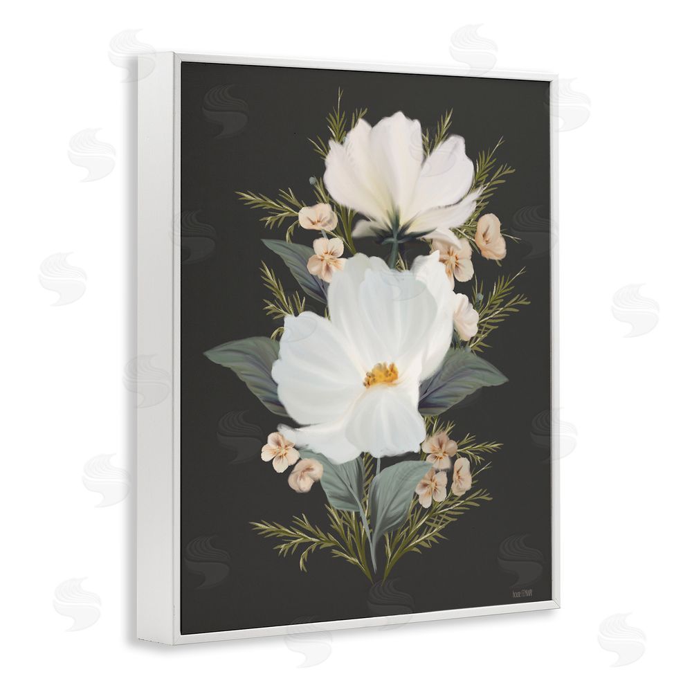House Fenway Lace Cosmos Flowers White Framed Giclee Wall Art Print