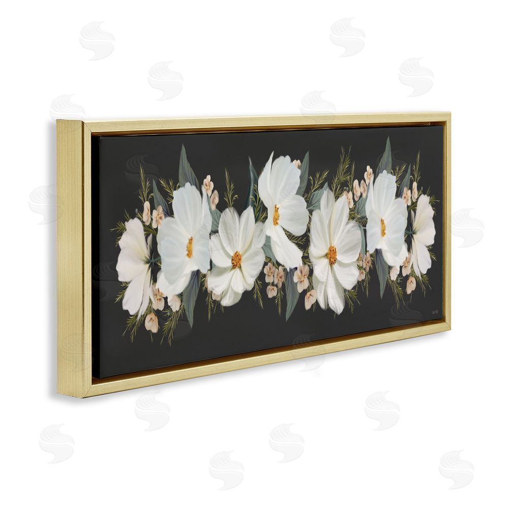 House Fenway Line Of Lace Cosmos Gold Floating Frame Canvas Wall Art Print