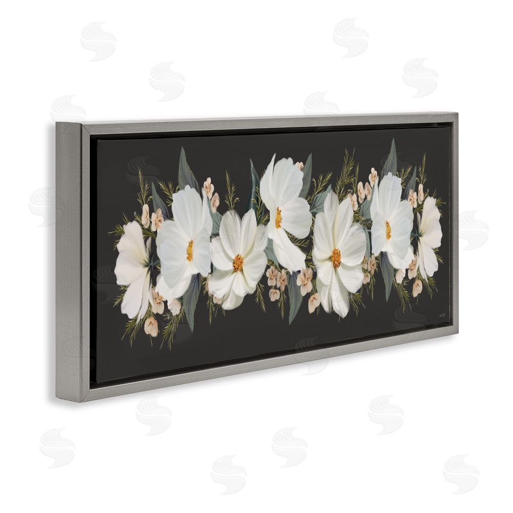 House Fenway Line Of Lace Cosmos Gray Floating Frame Canvas Wall Art Print