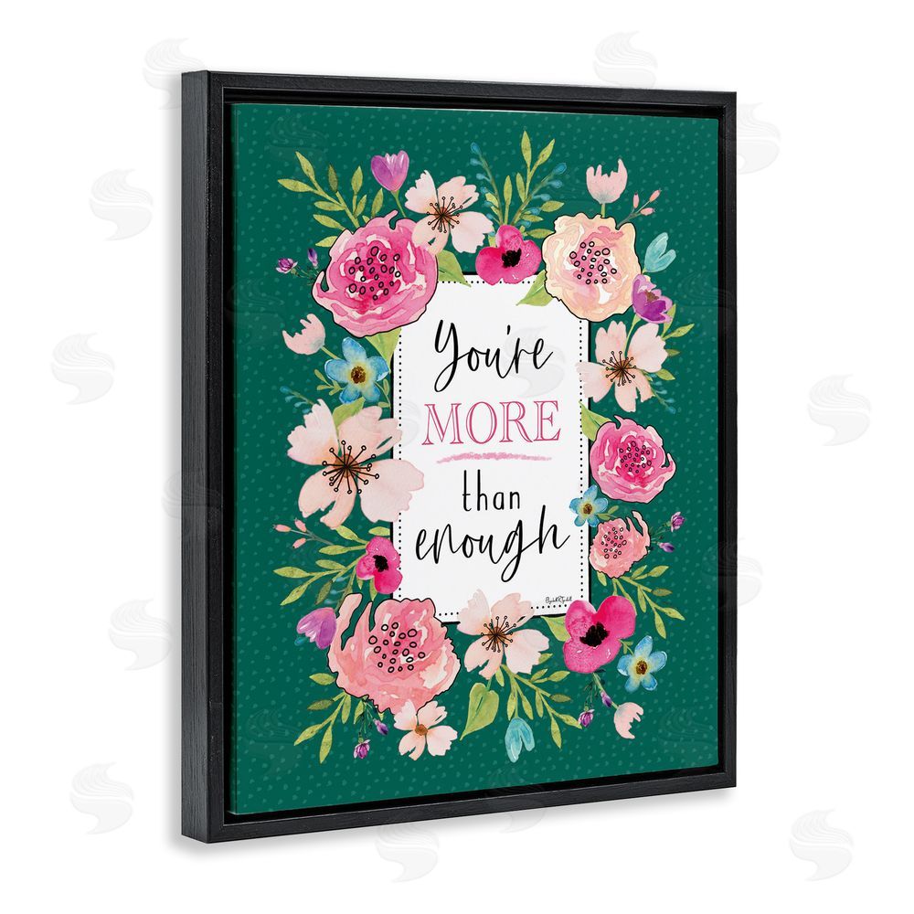 Elizabeth Tyndall More Than Enough with Florals Black Floating Frame Canvas Wall Art Print