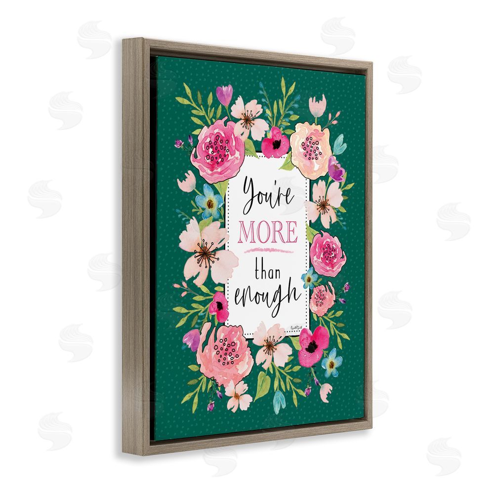 Elizabeth Tyndall More Than Enough with Florals Brown Floating Frame Canvas Wall Art Print