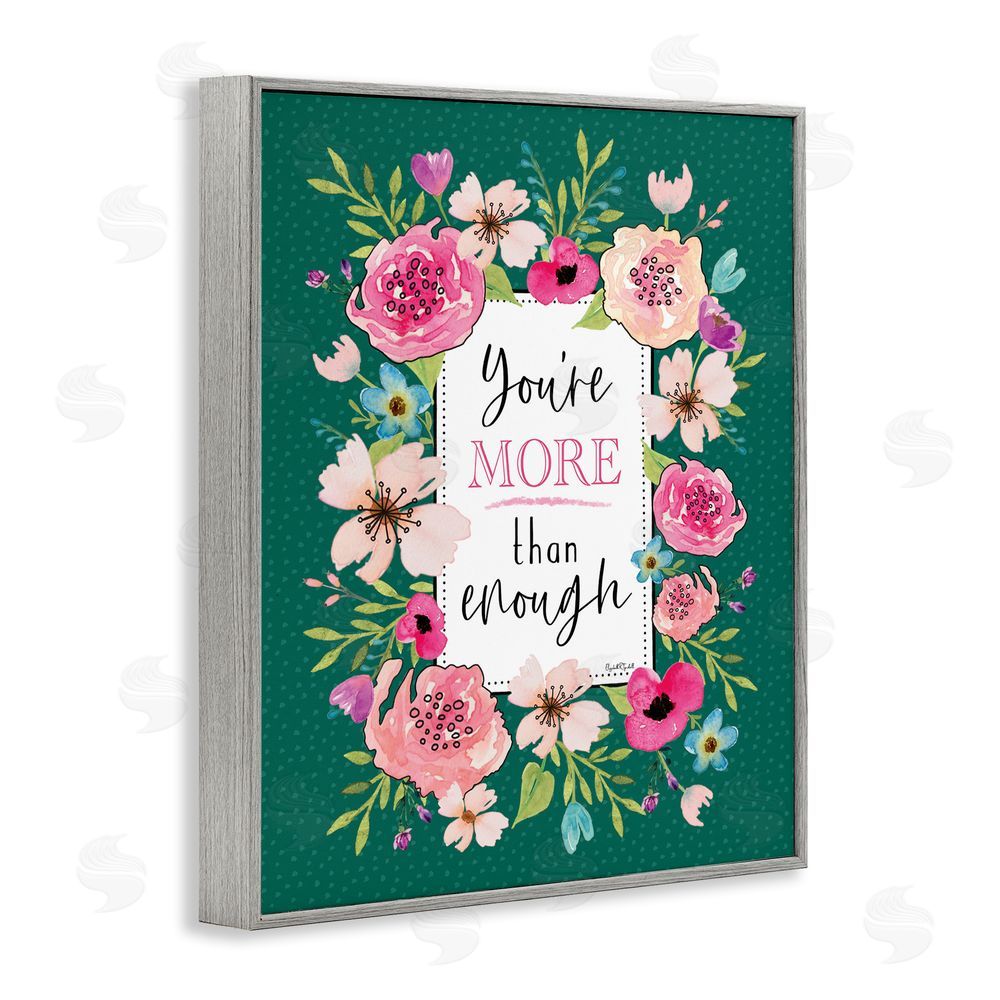 Elizabeth Tyndall More Than Enough with Florals Gray Framed Giclee Wall Art Print