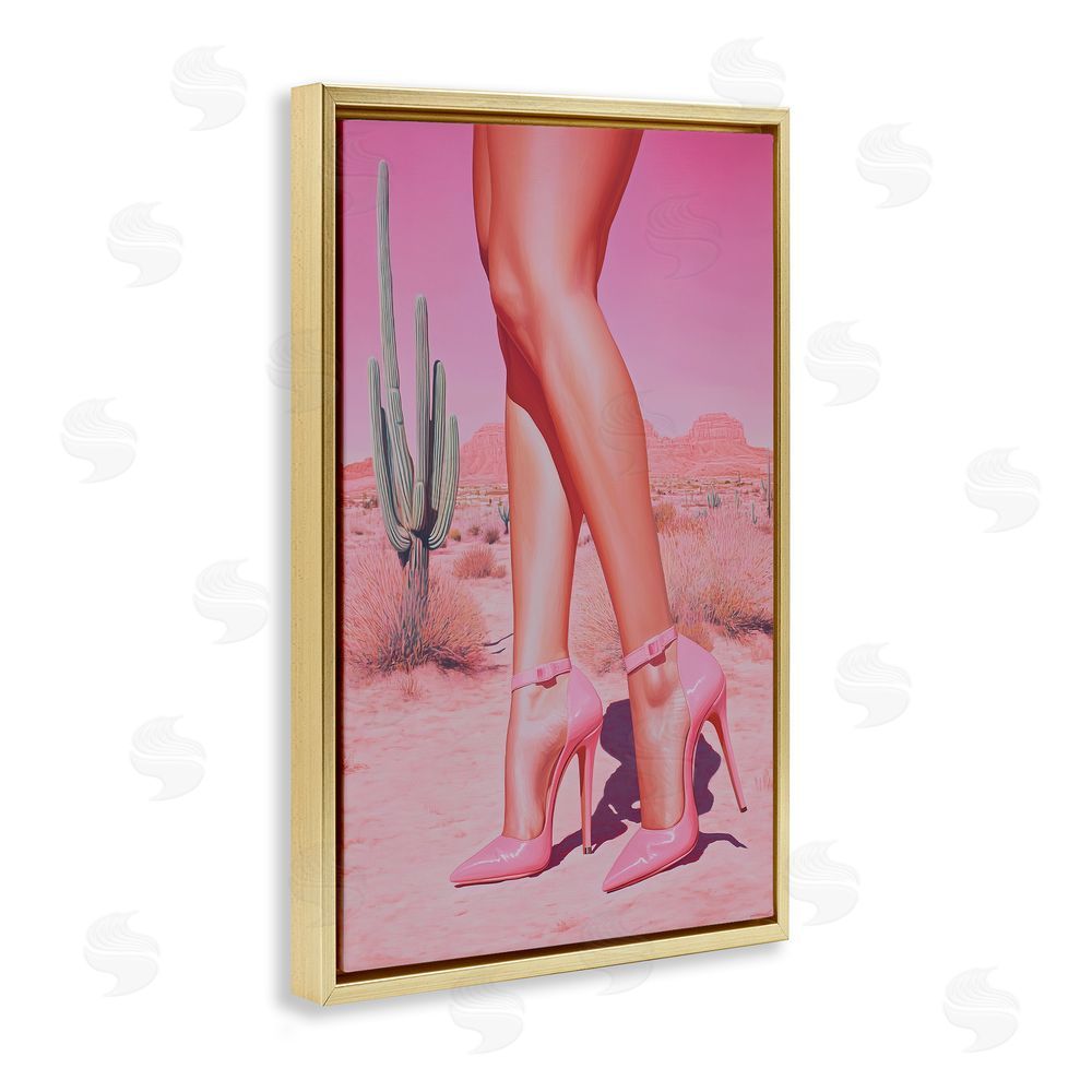 Heidi Kuntz Desert Heels Cowgirl Gold Floating Frame Canvas Wall Art Print