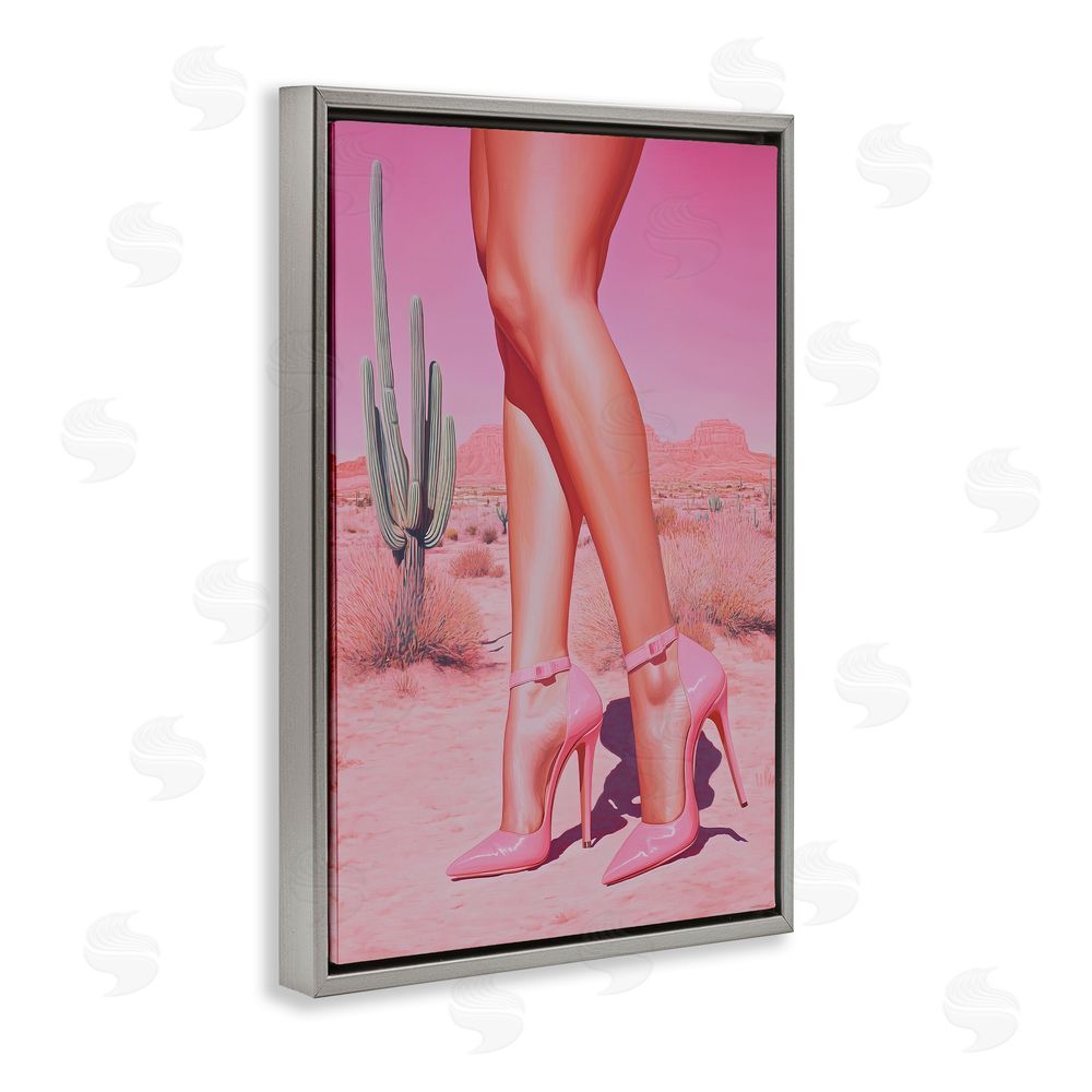 Heidi Kuntz Desert Heels Cowgirl Gray Floating Frame Canvas Wall Art Print