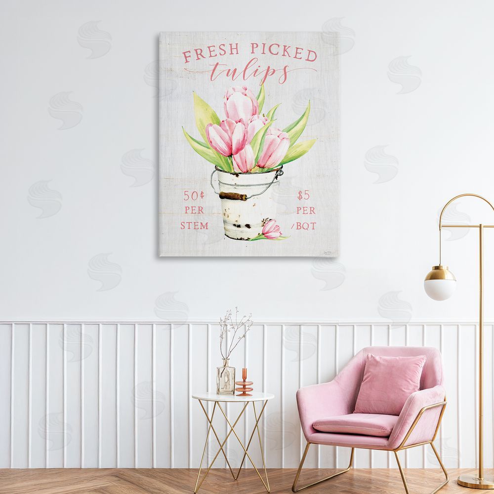 Lux + Me Designs Antique Fresh Picked Tulips Stretched Canvas Wall Art in Room