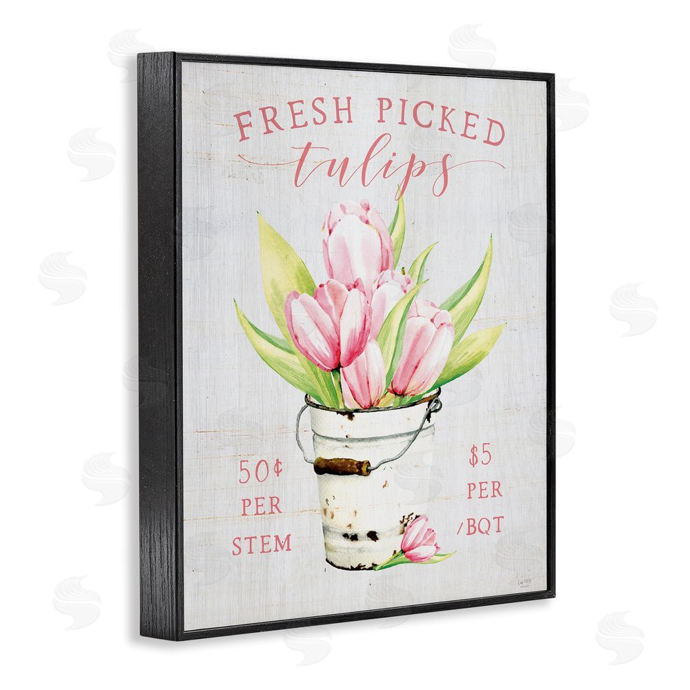 Lux + Me Designs Antique Fresh Picked Tulips Black Framed Giclee Wall Art Print