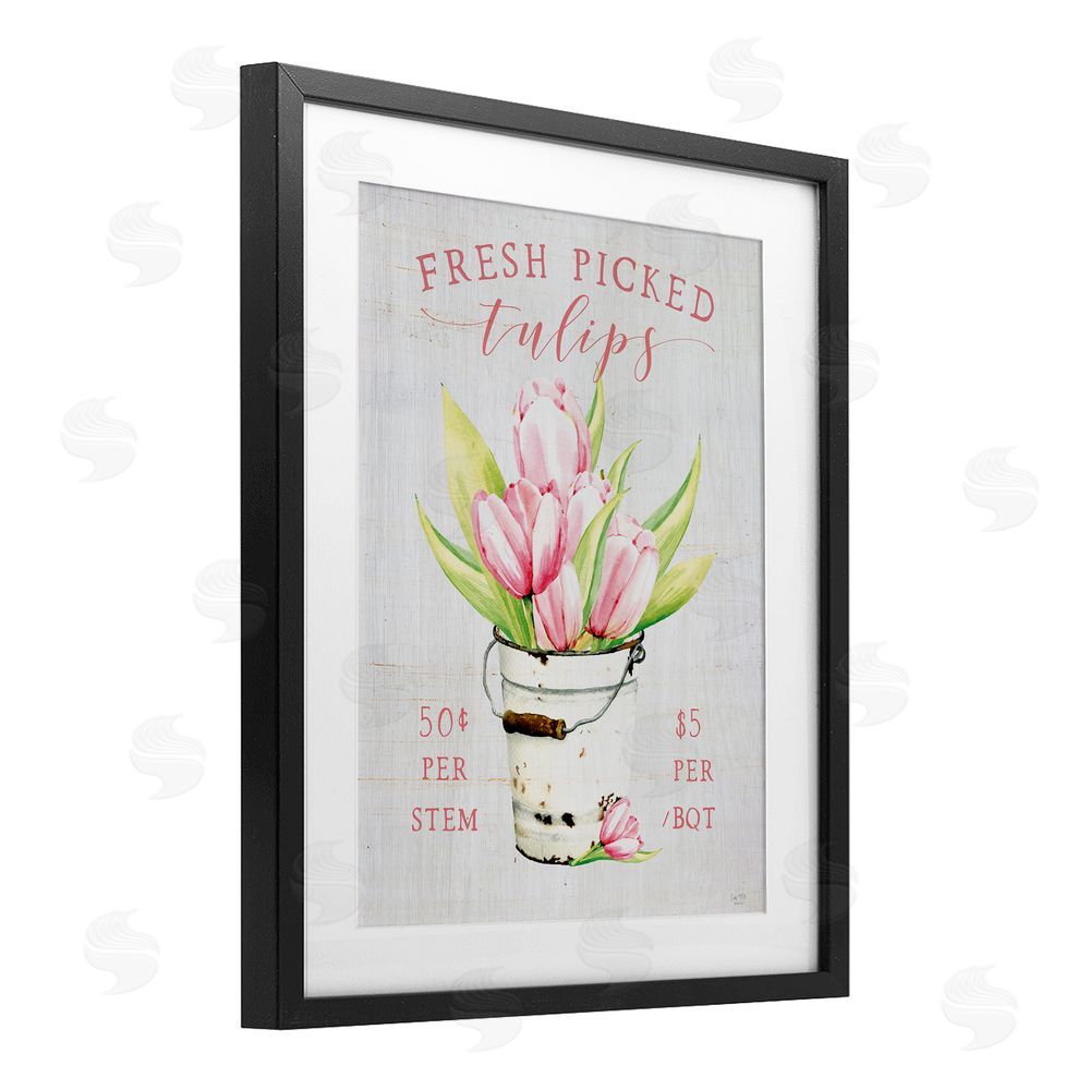Lux + Me Designs Antique Fresh Picked Tulips Black Framed Print Under Glass Wall Art