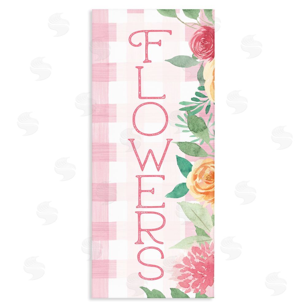 Lux + Me Designs Pink Gingham & Flowers Stretched Canvas Wall Art Print