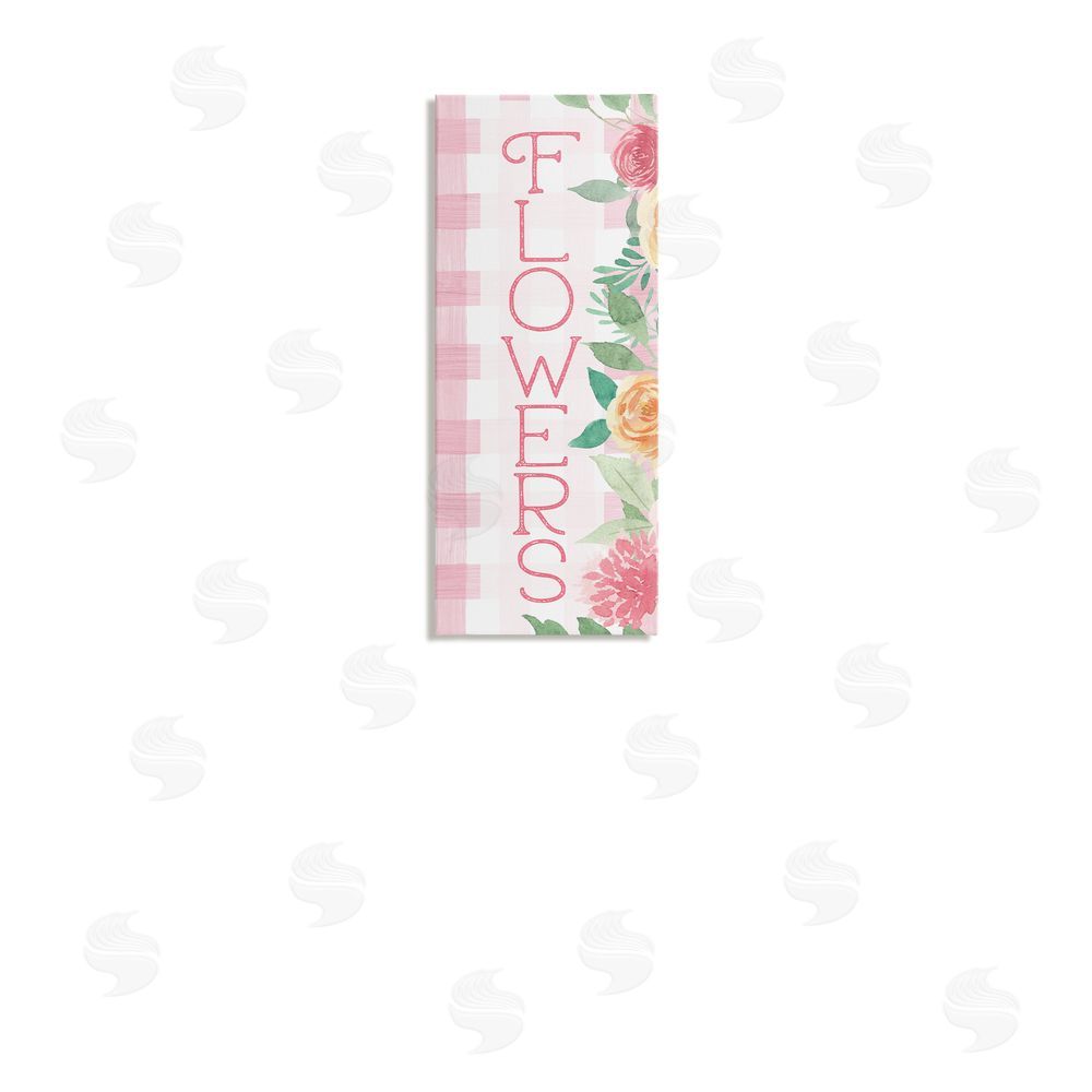 Lux + Me Designs Pink Gingham & Flowers Canvas Wall Art Print in Room