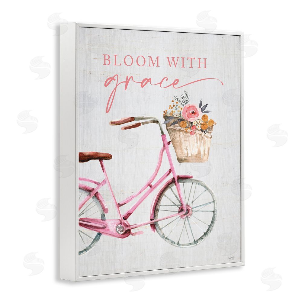 Lux + Me Designs Bloom With Grace Bicycle White Framed Giclee Wall Art Print