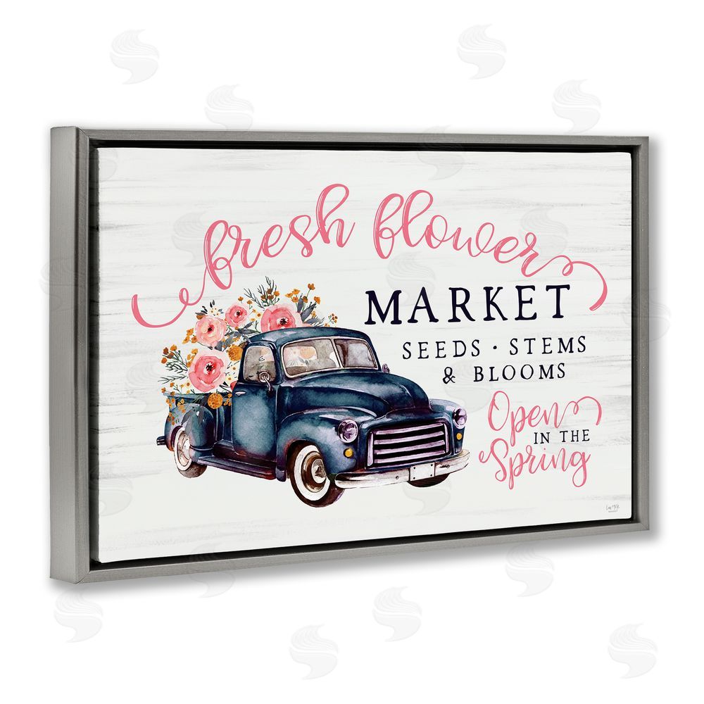 Lux + Me Designs Antique Spring Market Gray Floating Frame Canvas Wall Art Print