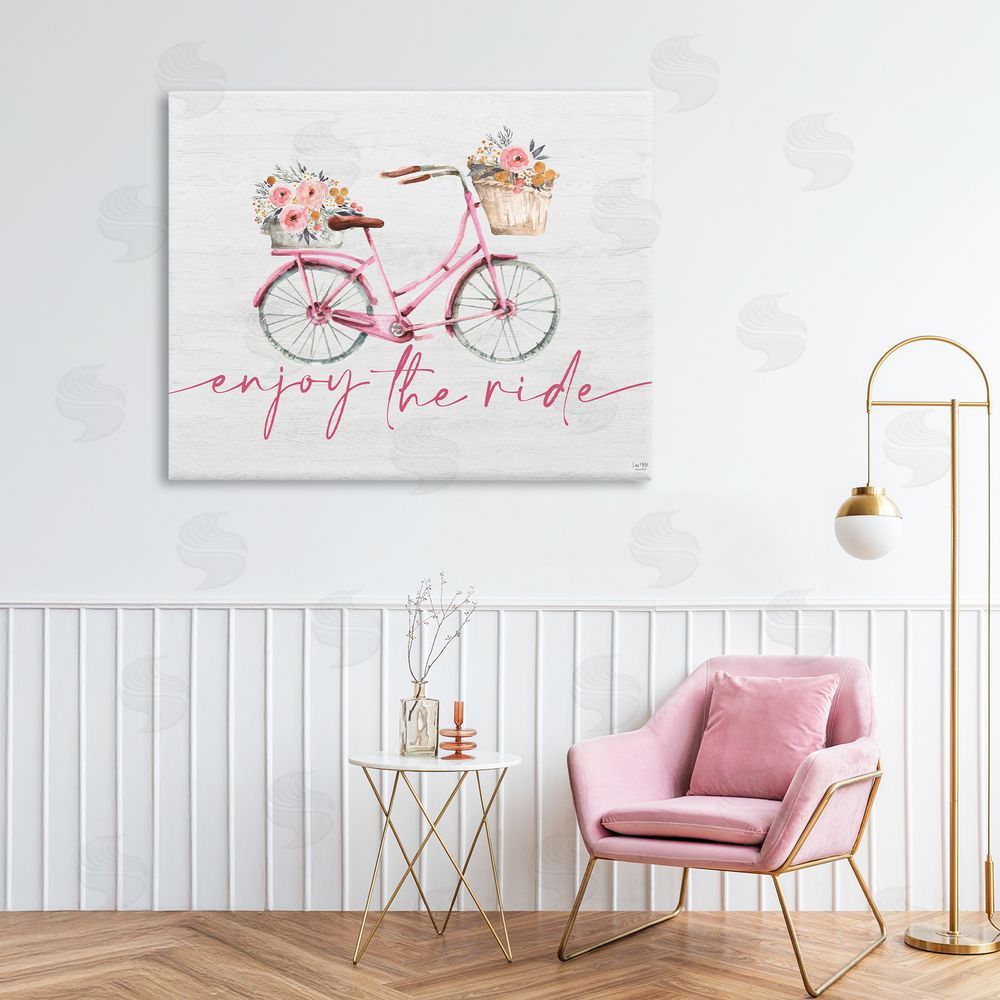 Lux + Me Designs Enjoy The Ride Bicycle Stretched Canvas Wall Art Print in Room