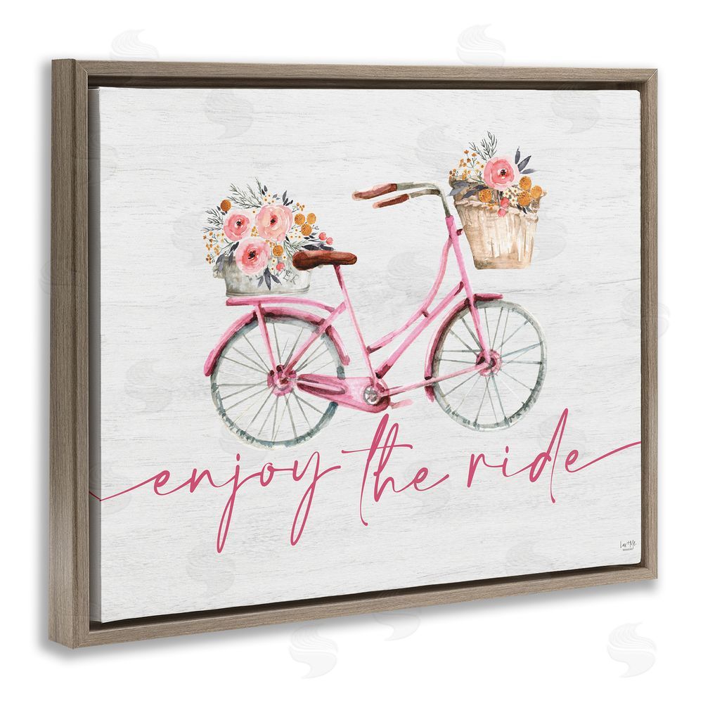 Lux + Me Designs Enjoy The Ride Bicycle Brown Floating Frame Canvas Wall Art Print